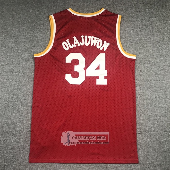 Camiseta Houston Rockets Hakeem Olajuwon NO 34 Mitchell & Ness 1993-94 Rojo
